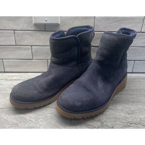 UGG Kristin Blue Suede Sheepskin Lined Ankle Boots 1012497 Womens 7